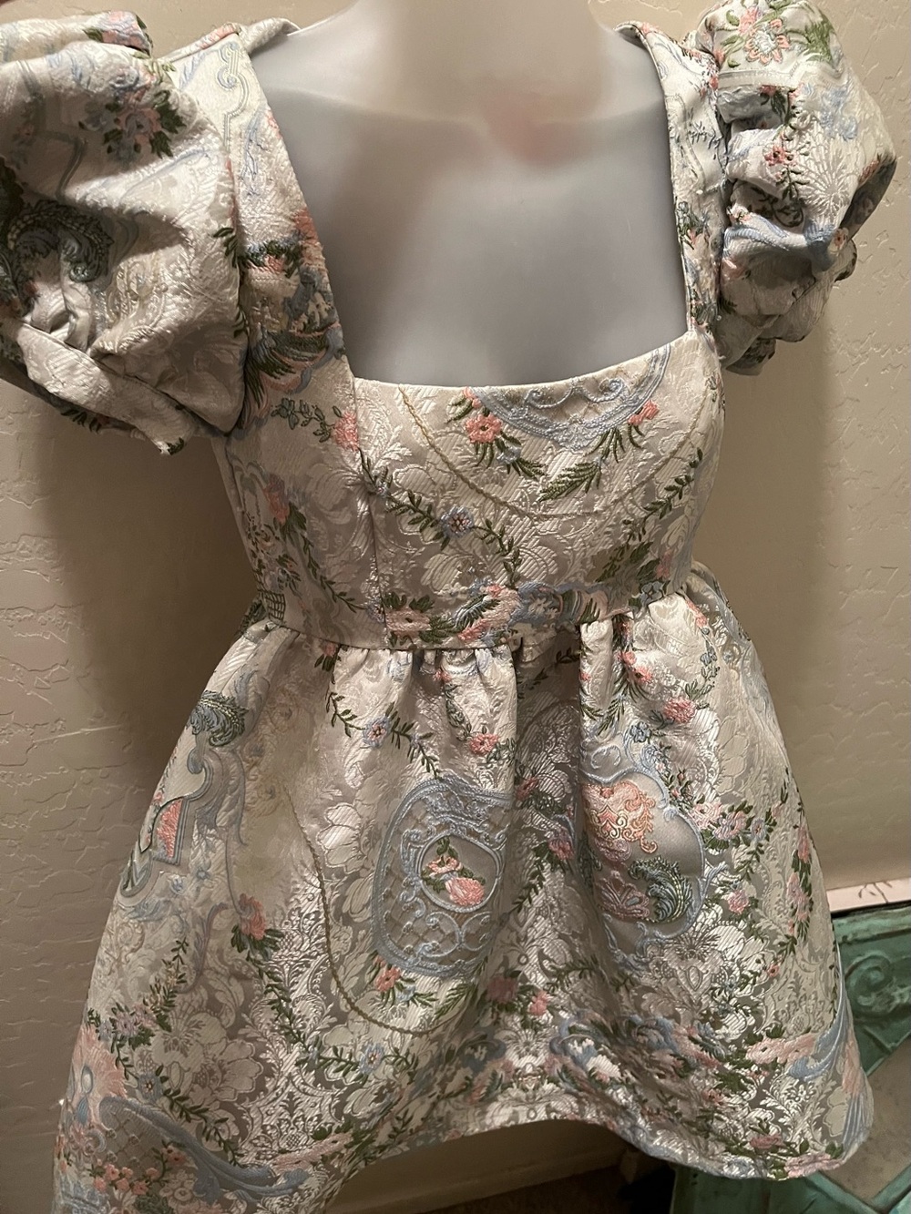 *BNWOT Dolls Kill Sugar Thrillz Light Blue Brocade Dress Size Small*